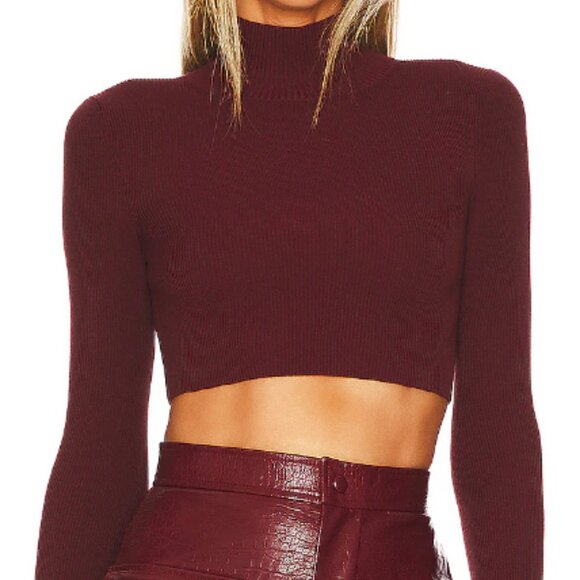 NBD Sweaters - Women's NBD Cara Cropped Knit Mock Neck Long Sleeve (Revolve) - Size S